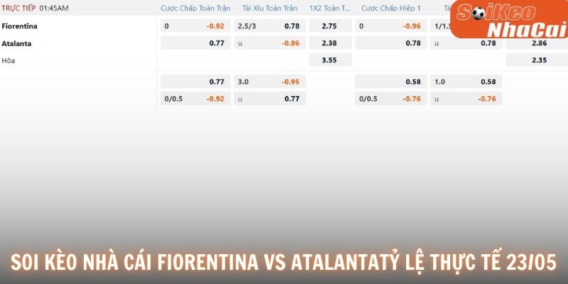 Soi kèo nhà cái Fiorentina vs Atalanta tỷ lệ thực tế 23/05