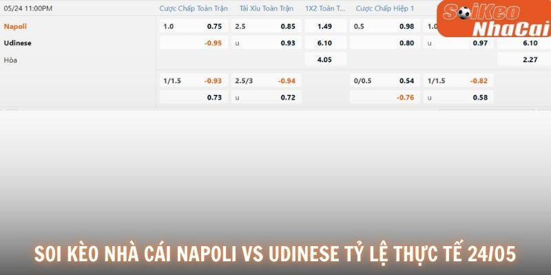 Soi kèo nhà cái Napoli vs Udinese tỷ lệ thực tế 24/05