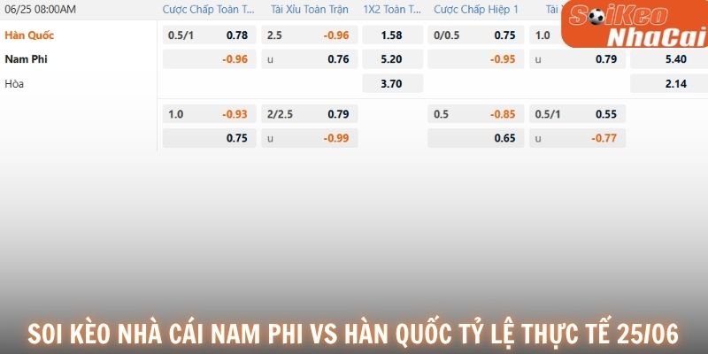 Soi kèo nhà cái Nam Phi vs Hàn Quốc tỷ lệ thực tế
