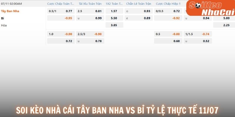 Soi kèo nhà cái Tây Ban Nha vs Bỉ tỷ lệ thực tế 11/07