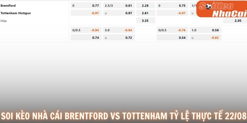Soi kèo nhà cái Brentford vs Tottenham tỷ lệ thực tế 22/08