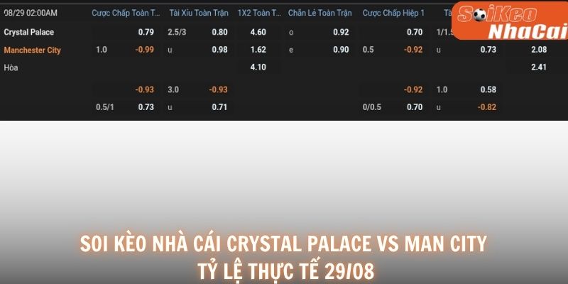 Soi kèo nhà cái Crystal Palace vs Man City 29/08