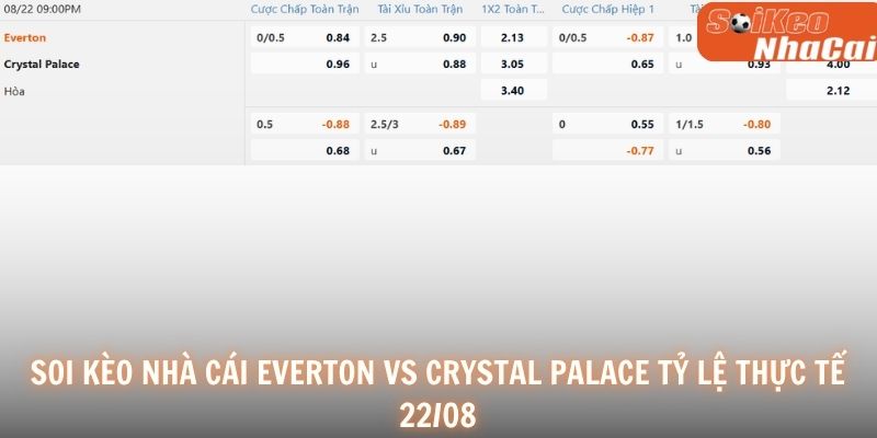 Soi kèo nhà cái Everton vs Crystal Palace tỷ lệ thực tế