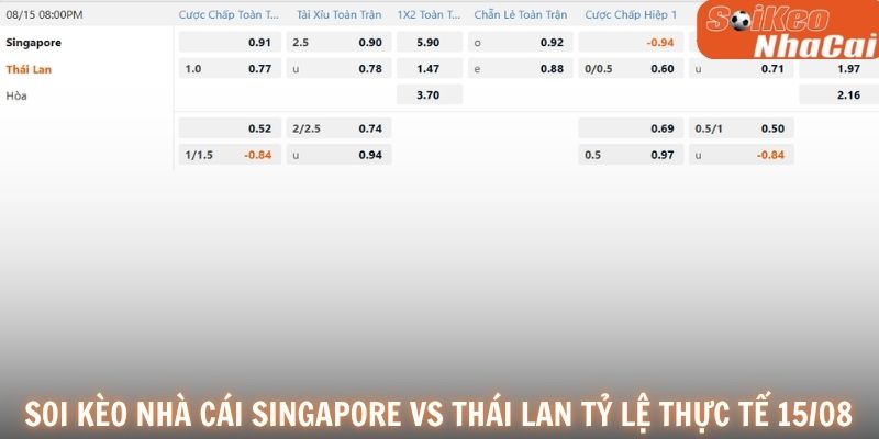Soi kèo nhà cái Singapore vs Thái Lan tỷ lệ thực tế