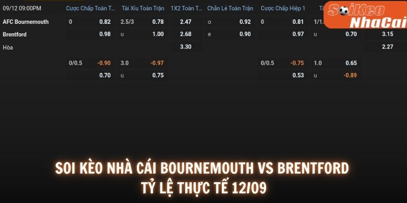 Soi kèo nhà cái tỷ lệ kèo Bournemouth vs Brentford