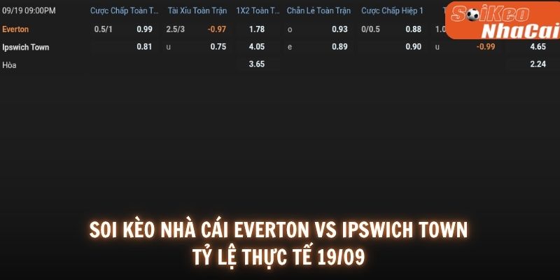 Bảng tỷ lệ cho thấy Everton được đánh giá cao hơn trước Ipswich
